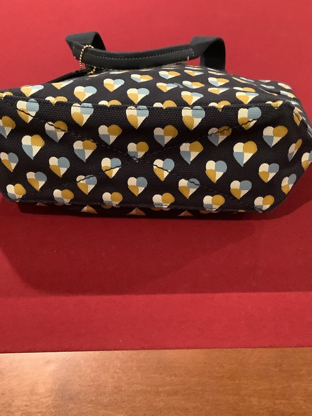 Coach Navy Heart-Print Tote with Gold and White Accents - Picture 5 of 7